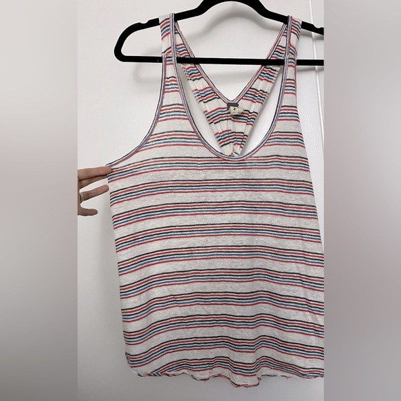 We the Free (Free People) Best Night Striped Linen Tank Top Size Small - Picture 7 of 9